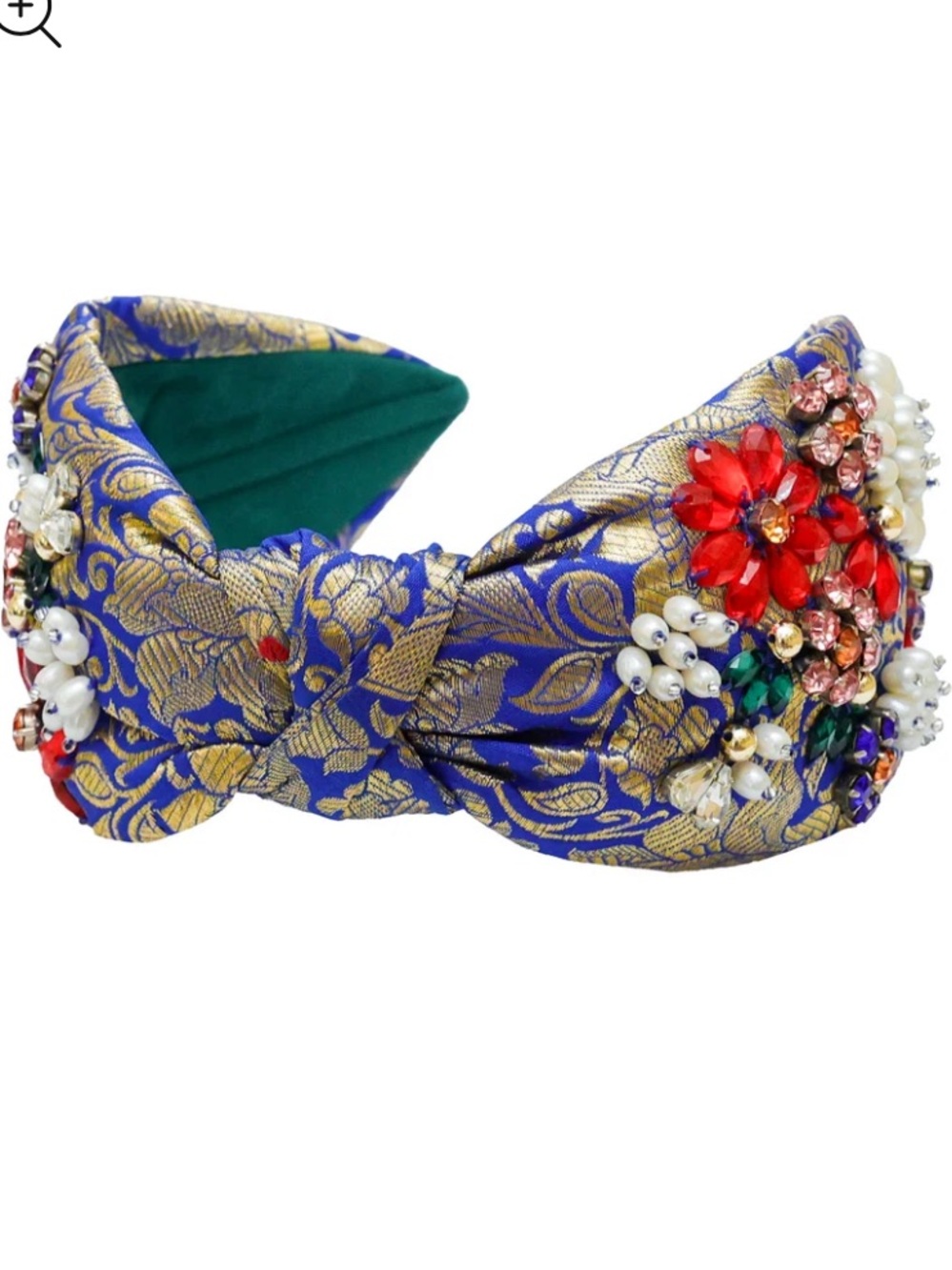 NWT Namjosh Cobalt Baroque Embellished Knot Headband Blue